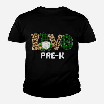 Tu Leopard Plaid Gnome Pre-K Teacher St Patricks Day Gift Youth T-shirt | Crazezy