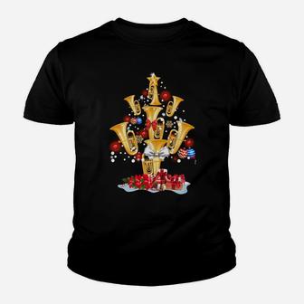 Tuba Christmas Tree Merry Xmas Lights Gift Sweatshirt Youth T-shirt | Crazezy DE