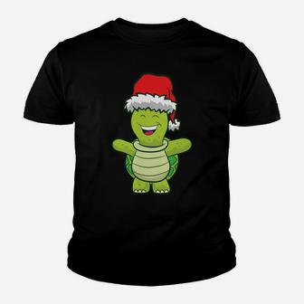 Turtle With Santa Hat Cute Turtle Christmas Youth T-shirt | Crazezy
