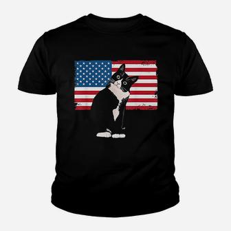 Tuxedo Cat 4Th Of July Patriotic Youth T-shirt | Crazezy CA