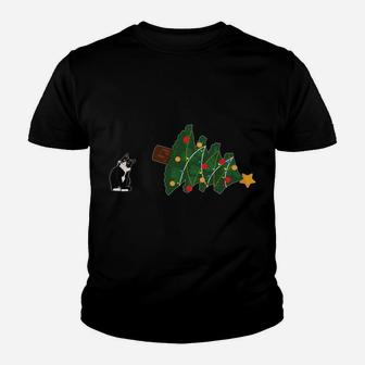 Tuxedo Cat Knocking Over Christmas Tree - "I Do What I Want" Sweatshirt Youth T-shirt | Crazezy AU