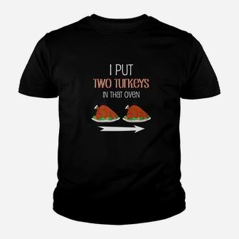 Two Turkeys In The Oven Husband Twin Pregnancy Announcement Youth T-shirt - Thegiftio UK
