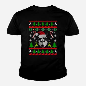 Ugly Christmas Design Style Husky In Santa Hat Xmas Gift Sweatshirt Youth T-shirt | Crazezy AU