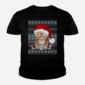 Ugly Christmas Santa Costume Christmas Owl Coffee Lovers Sweatshirt Youth T-shirt | Crazezy