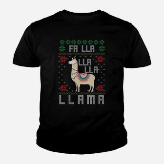 Ugly Christmas Sweater Llama Funny Holiday Sweatshirt Youth T-shirt | Crazezy