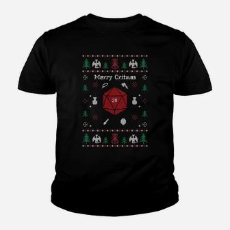 Ugly Christmas Sweater Merry Critmas Dungeons & Rpg Dragons Sweatshirt Youth T-shirt | Crazezy