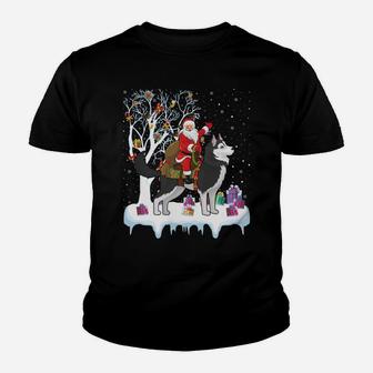 Ugly Husky Xmas Gift Funny Santa Riding Husky Christmas Sweatshirt Youth T-shirt | Crazezy