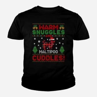 Ugly Maltipoo Gift Warm Snuggles And Maltipoo Cuddles Pajama Sweatshirt Youth T-shirt | Crazezy