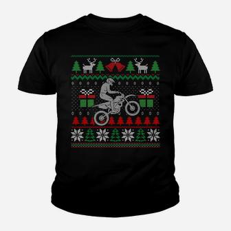 Ugly Merry Christmas Dirt Bike Racing Santa Xmas Costume Youth T-shirt | Crazezy CA