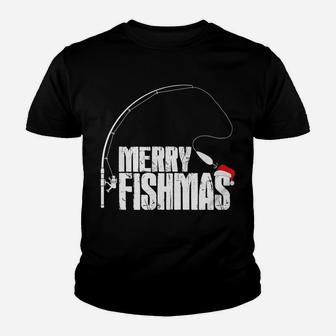 Ugly Merry Christmas Fishmas Funny Fishing Gift Shirt Youth T-shirt | Crazezy