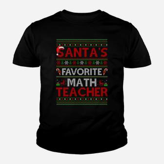 Ugly Xmas Lighting Santa's Favorite Math Teacher Christmas Sweatshirt Youth T-shirt | Crazezy DE