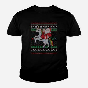 Unicorn Ugly Christmas Sweatshirt Xmas Santa Gift Youth T-shirt | Crazezy DE