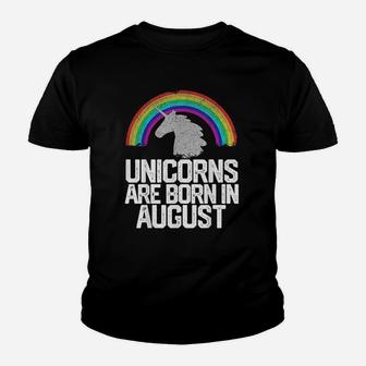 Unicorns Are Born In August Youth T-shirt | Crazezy UK