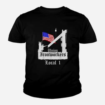 Union Ironworkers Local 1 American Flag Chicago Youth T-shirt | Crazezy