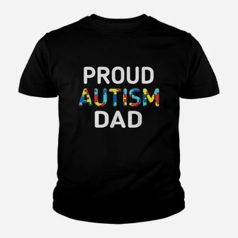 Unique Proud Dad Colored Puzzle Pieces Awareness Youth T-shirt | Crazezy UK