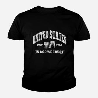 United States Established 1776 Flag In Regular Big And Tall Youth T-shirt | Crazezy