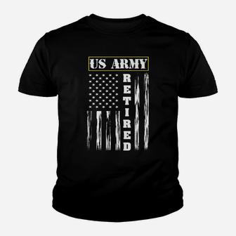 Us Army Retired - Distressed American Flag Youth T-shirt | Crazezy