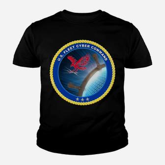 US Fleet Cyber Command Navy Military Veteran Patch Youth T-shirt | Crazezy