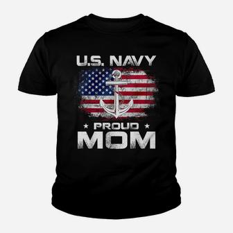 US Navy Proud Mom With American Flag Gift Veteran Day Youth T-shirt | Crazezy