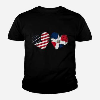 Usa Dominican Republic Flag Heart Youth T-shirt | Crazezy