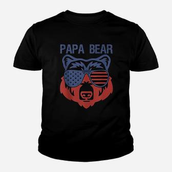Usa Flag American Papa Bear Tank Gift Funny Bro Youth T-shirt | Crazezy