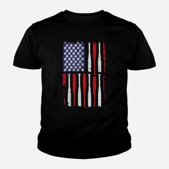 Usa Flag Baseball Ball Bat Funny 4Th Of July Gift Youth T-shirt | Crazezy DE