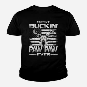 Usa Flag Best Buckin' Paw Paw Ever Deer Hunting Youth T-shirt | Crazezy DE