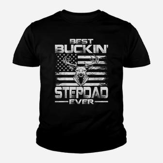 Usa Flag Best Buckin' Stepdad Ever Deer Hunting Youth T-shirt | Crazezy UK