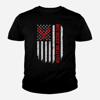 Usa Flag Best Buckin' Uncle Ever Deer Hunting Fathers Day Youth T-shirt | Crazezy CA