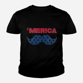 Usa Flag Mustache America Youth T-shirt | Crazezy CA