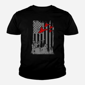 Usa Flag Patriotic Duck Hunting Shirt Waterfowl Geese Father Youth T-shirt | Crazezy UK