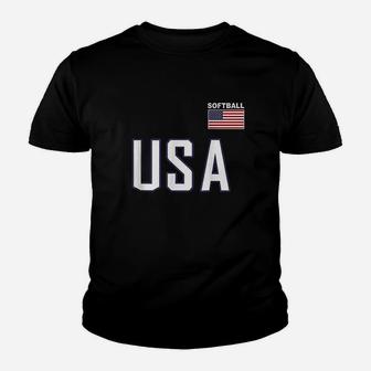 Usa Flag Softball Pocket Team Jersey Gift Top Youth T-shirt | Crazezy