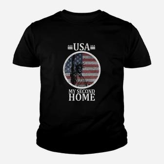 USA Mein Zweites Zuhause Vintage-Flagge Patriotisches Kinder Tshirt - Seseable