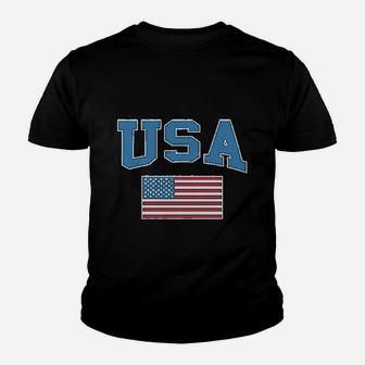 Usa Text And American Flag Youth T-shirt | Crazezy