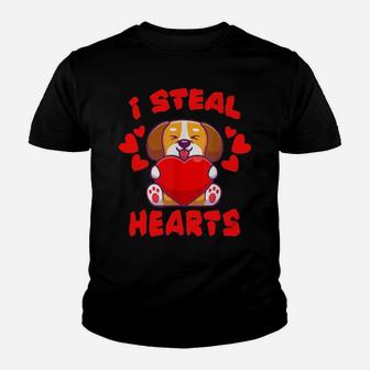 Valentine I Steal Hearts Puppy And Dogs Lovers Youth T-shirt - Monsterry
