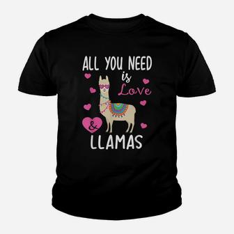 Valentine Llama All You Need Is Love & Llamas Gifts Youth T-shirt | Crazezy