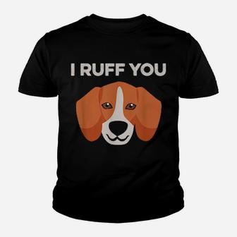 Valentines Beagle Hound Dog I Love You Puppy Ruff Cute Youth T-shirt - Monsterry CA