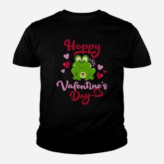 Valentine's Day Frog Hoppy Valentine's Day Youth T-shirt - Monsterry