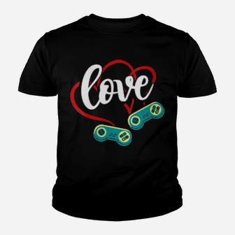 Valentine's Day Game Controllers Heart Cute Gaming Love Youth T-shirt - Monsterry UK