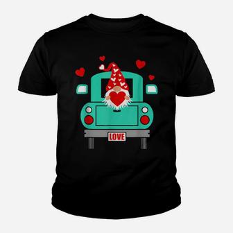 Valentines Day Gnome Vintage Farm Truck Youth T-shirt - Monsterry