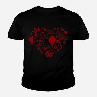 Valentines Day Heart Made Of Small Hearts Youth T-shirt - Thegiftio UK