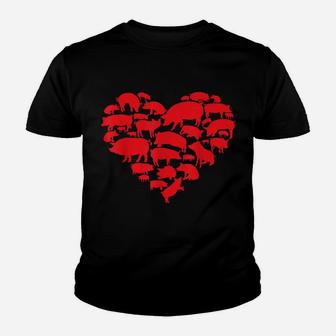 Valentines Day I Love Pigs Farm Animal Pig Lover Gifts Youth T-shirt | Crazezy UK