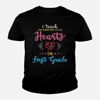 Valentines Day Teacher First 1St Gradecute Hearts Teach Youth T-shirt - Monsterry UK