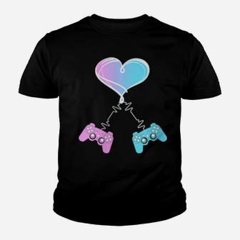 Valentine's Day Video Gamer Heart & Game Controllers Youth T-shirt - Monsterry DE