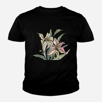 Variety Of Lillies Graphic Flower Print Flowered Tee Youth T-shirt | Crazezy UK