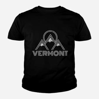 Vermont Vintage Retro Mountains Nature Hiking Youth T-shirt | Crazezy