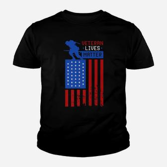 Veteran Lives Matter Patriotic Flag Awareness Military Youth T-shirt | Crazezy
