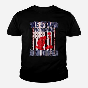 Veteran - We Stand For The Flag And We Kneel For The Fallen Youth T-shirt | Crazezy