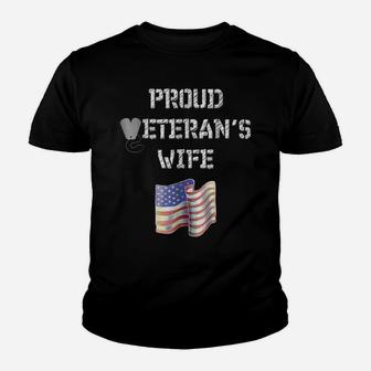 Veterans Wife Shirt Proud Wife Of A Veteran Patriotic Shirts Youth T-shirt | Crazezy AU