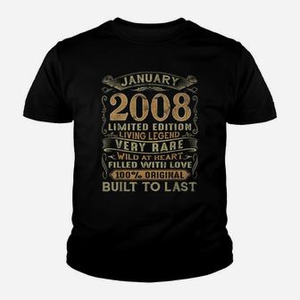 Vintage 13 Years Old January 2008 13Th Birthday Gift Ideas Youth T-shirt | Crazezy CA